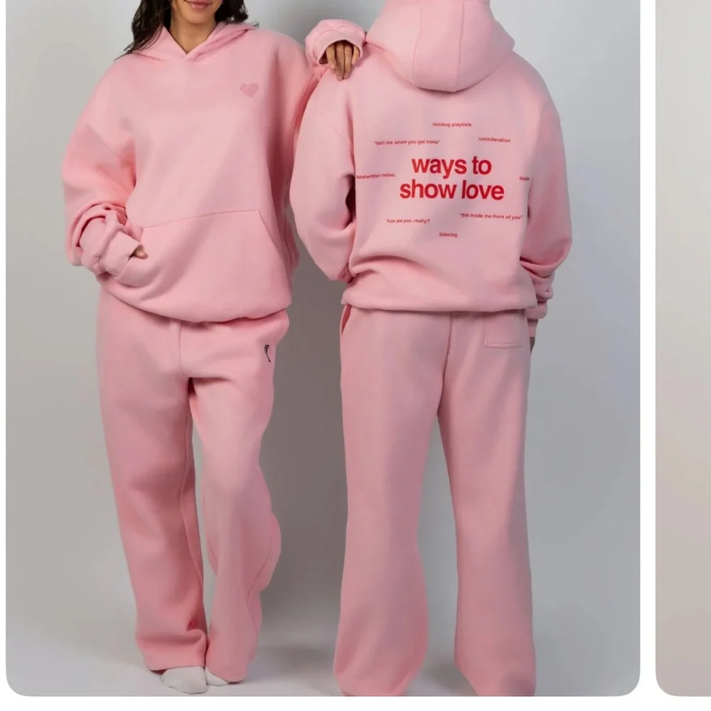 Comfrt Soft Pink Love Hoodie and pants. - Picture 5 of 6